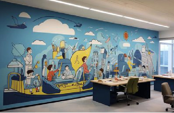 澜沧办公室墙绘的特点。